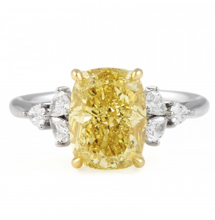 3.32 carat Cushion Yellow Diamond Seven-Stone Ring flat