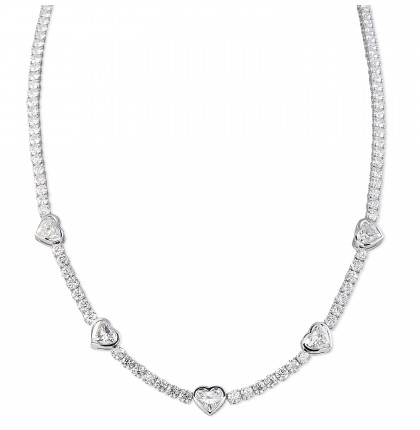 12.37 carat TW Round & Heart Shape Lab Diamond Tennis Necklace
