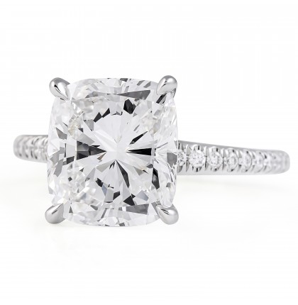 4.09 carat Cushion Cut Diamond Engagement Ring flat