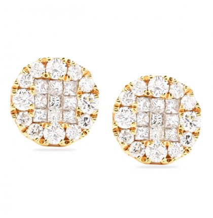 Diamond Cluster 18K Rose Gold Earrings front