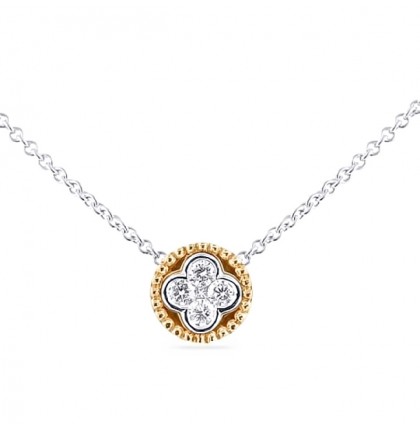 Diamond 18k Two-Tone Pendant Necklace