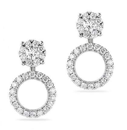 Diamond 18k White Gold Adjustable Earrings stud
