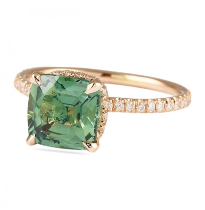 GREEN SAPPHIRE ROSE GOLD ENGAGEMENT RING