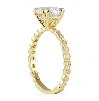 1.45 Carat Round Diamond Yellow Gold Engagement Ring