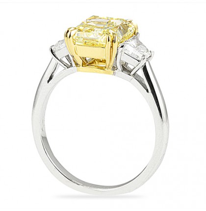 3.44 carat Yellow Radiant Diamond Three-Stone Engagement Ring