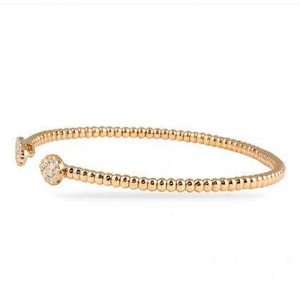 Diamond 18k Rose Gold Open Bangle Bracelet