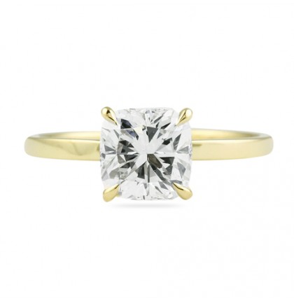 CUSTOM YELLOW GOLD CUSHION CUT SOLITAIRE ENGAGEMENT RING