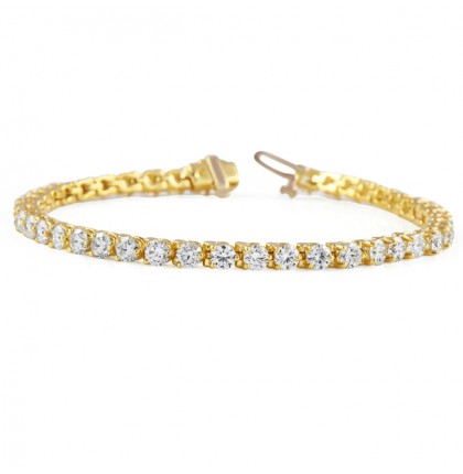 6.70 carat Lab Grown Diamond Yellow Gold Tennis Bracelet flat