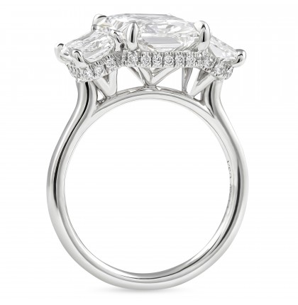 4.12 carat Radiant Cut Lab Diamond Three-Stone Engagement Ring