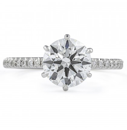 1.90 carat Round Lab Diamond 6-Prong Engagement Ring Flat