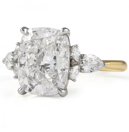 3.54 carat Cushion Lab Diamond 7-Stone Engagement Ring angle