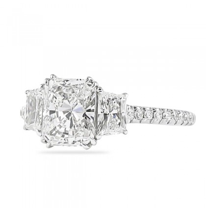 1.52ct Radiant Cut Diamond Three-Stone Engagement Ring flat