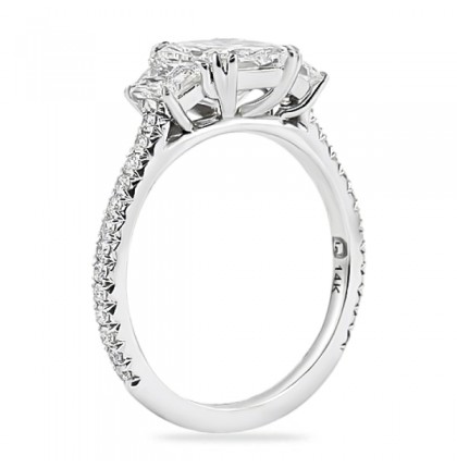 1.52ct Radiant Cut Diamond Three-Stone Engagement Ring flat