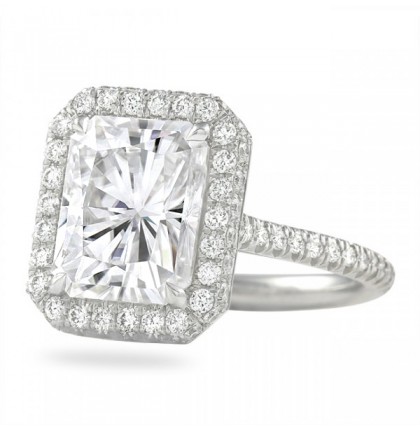 radiant cut moissanite 4 carat engagement ring