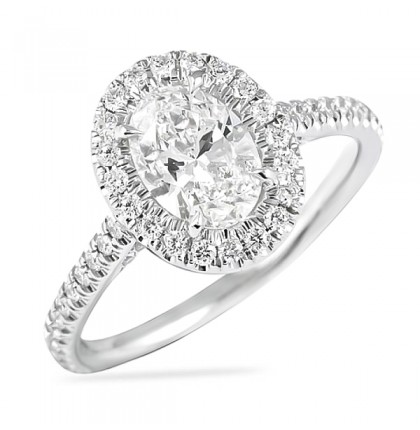 .90ct Oval Diamond White Gold Halo Engagement Ring top