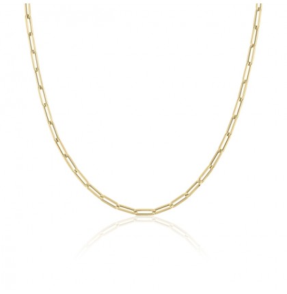 Gold Paper Clip Necklace 18k Yellow Gold
