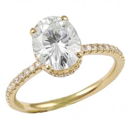 OVAL MOISSANITE YELLOW GOLD ENGAGEMENT RING