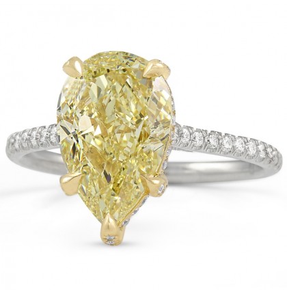 3 carat pear shape yellow diamond engagement ring