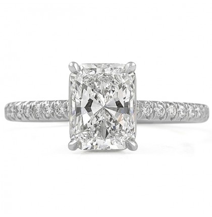 1.5 carat Radiant Cut Diamond Double Signature Wrap Engagement Ring front view white gold