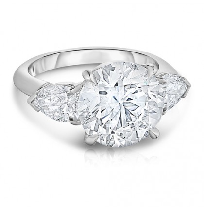 4.52ct Round Diamond Three-Stone Engagement Ring flat