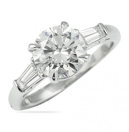 1.90ct Round Diamond Platinum Three-Stone Engagement Ring angle