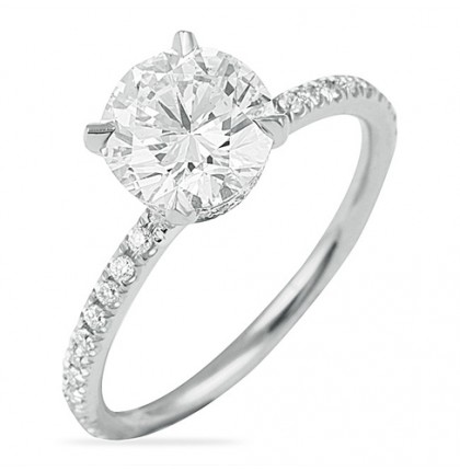 round diamond micro pave engagement ring design solitaire