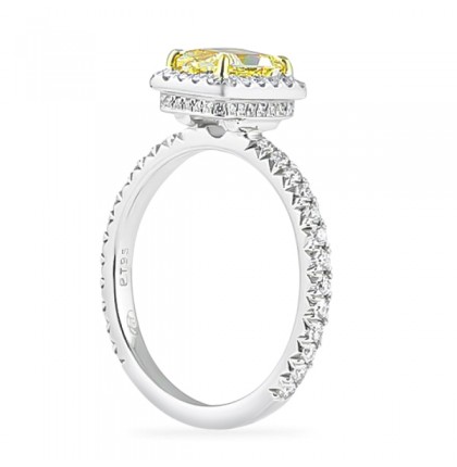 1.15 Carat Yellow Diamond Radiant Cut Engagement Ring flat