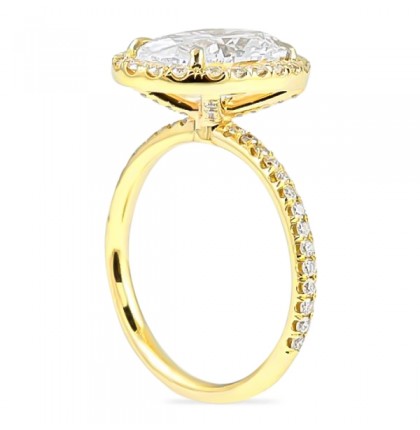 2.50ct Oval Diamond Yellow Gold Halo Engagement Ring flat