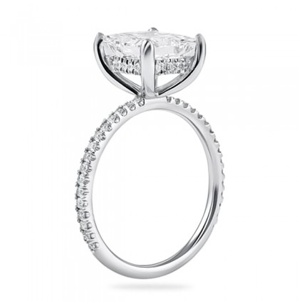 2.54ct Princess Cut Diamond Pave-Basket Engagement Ring angle