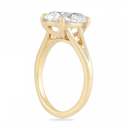 oval diamond yellow gold split band ring