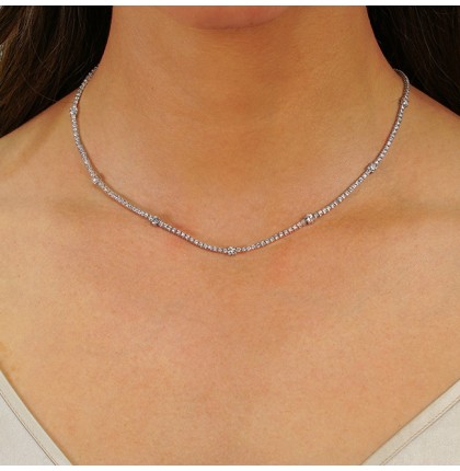 5 carat Diamond Tennis Necklace with Seven Larger Stones