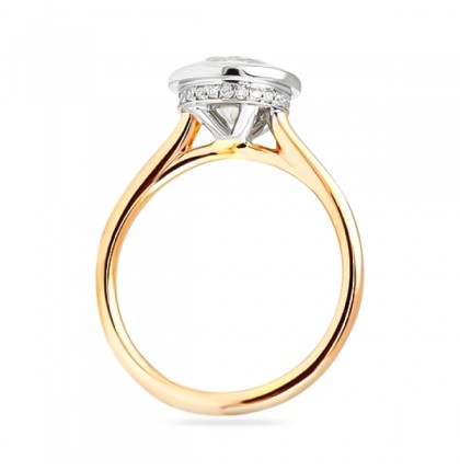 1.72 carat Round Diamond Bezel Set Two-Tone Engagement Ring flat