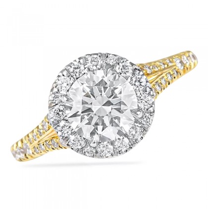 1.20ct Round Diamond Two-Tone Halo Engagement Ring top