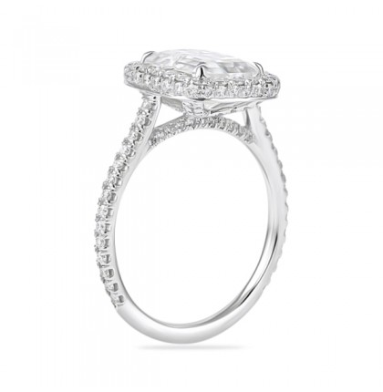 Emerald Cut Moissanite Cushion Halo Engagement Ring flat
