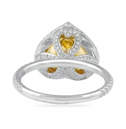 2.51 carat Heart Shape Yellow Diamond Halo Ring flat