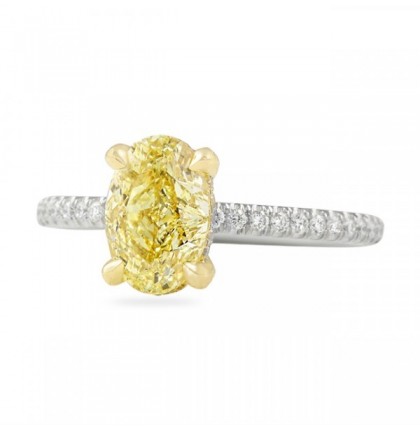1.54 carat Fancy Yellow Oval Diamond Engagement Ring