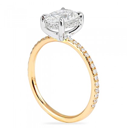 1.29 Carat Oval Diamond Two-Tone Pave Basket Engagement Ring angle