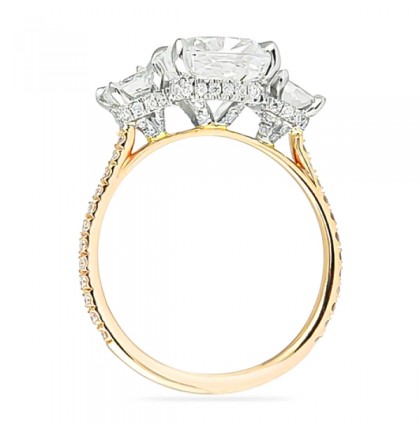 3.03 Carat Cushion Diamond Three-Stone Signature Wrap Engagement Ring flat