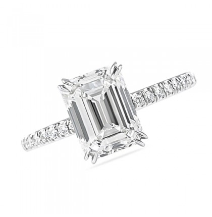 2.50 Carat Emerald Cut Two-Tone Signature Wrap Engagement Ring angle