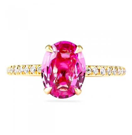 2.02ct Pink Sapphire Rose Gold Ring flat