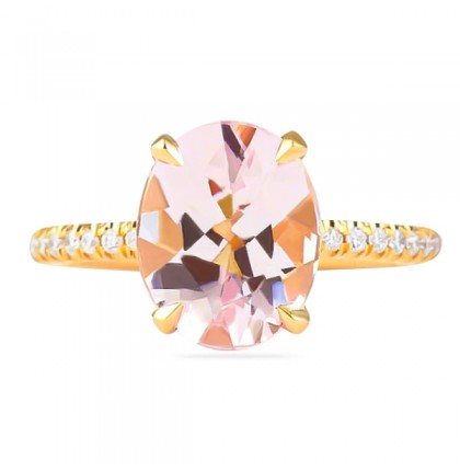 Oval Morganite and Diamond Rose Gold Ring flat