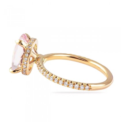 Oval Morganite and Diamond Rose Gold Ring flat