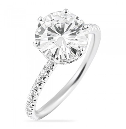 Round Moissanite Two-Tone Signature Wrap Engagement Ring angle