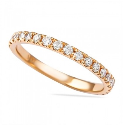 .50ct Rose Gold Pave Wedding Band Square Edge angle