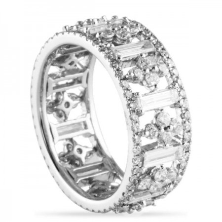 2.25 CT ROUND AND BAGUETTE DIAMOND WHITE GOLD ETERNITY BAND