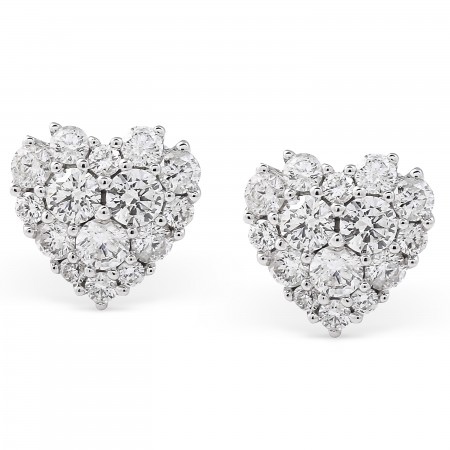 Diamond Heart Cluster Earrings flat