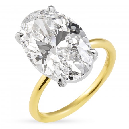 7.16 Carat Oval Shape Lab Diamond Solitaire Two-Tone Ring angle