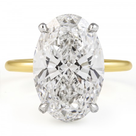 7.16 Carat Oval Shape Lab Diamond Solitaire Two-Tone Ring angle
