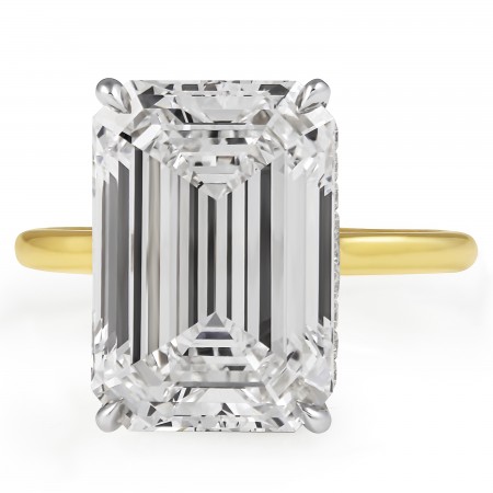 8.18 Carat Emerald Cut Lab Diamond Solitaire Ring flat