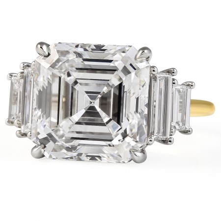 8.78 Carat Asscher Cut Lab Diamond Five-Stone Ring profile
